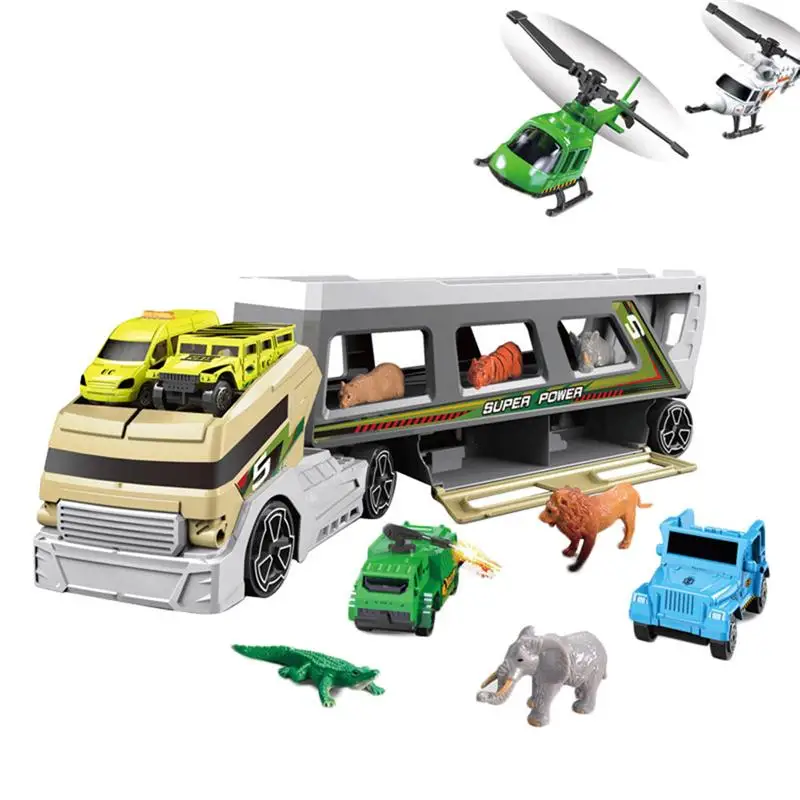 13 шт. игрушки контейнерные Грузовики Набор транспорт животное или для зверя игрушечные модели автомобилей Перевозчик грузовик подарок контейнер автомобиль для детей мальчиков