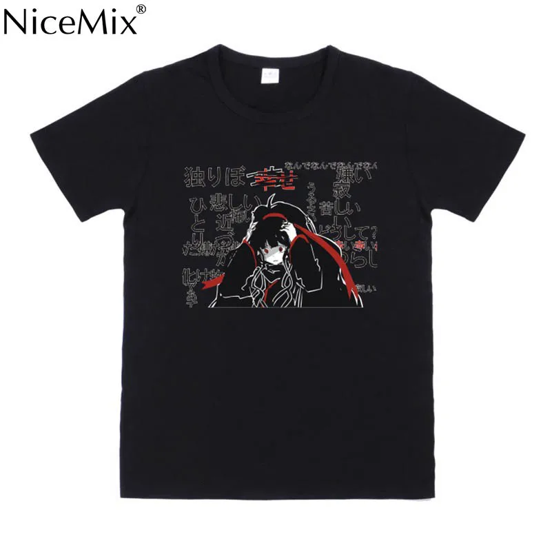 

NiceMix Dark Japanese Characters Cute Loose T-Shirt Summer Cotton T Shirt Fashion Casual Short Sleeve TEE Tops Colors Black/Whit