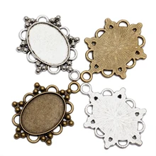 10 pçs/lote 18x25mm Antique Bronze/Prateado Pingente Cameo Cabochão Base de dados de Configuração Pingente para Cabochão DIY tomada de colar