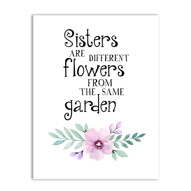 Affiche En Toile De Jumeaux Avec Citations De Fleurs Imprimees Decor Artistique Mural Peinture Sur Toile Pour Chambre De Fille Cadeau De Jumeaux Aliexpress