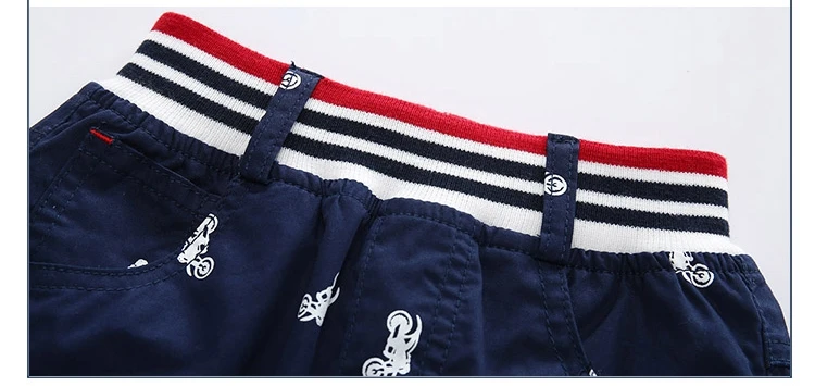 2018 Summer Child Kids Fashion Elastic Waist Motorcycle Print Navy Blue Khaki Cotton Sports Football basketball Baby Boy Shorts (5)