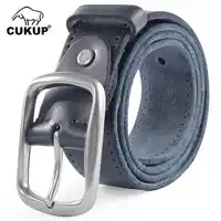 CUKUPบุรุษด้านคุณภาพที่เป็นของแข็งCowhideเข็มขัดหนังขาหัวเข็มขัดโลหะคนสบายๆกางเกงยีนส์สไตล์ชุดเข็มขัดผู้ชาย38มิลลิเมตรความกว้างNCK308