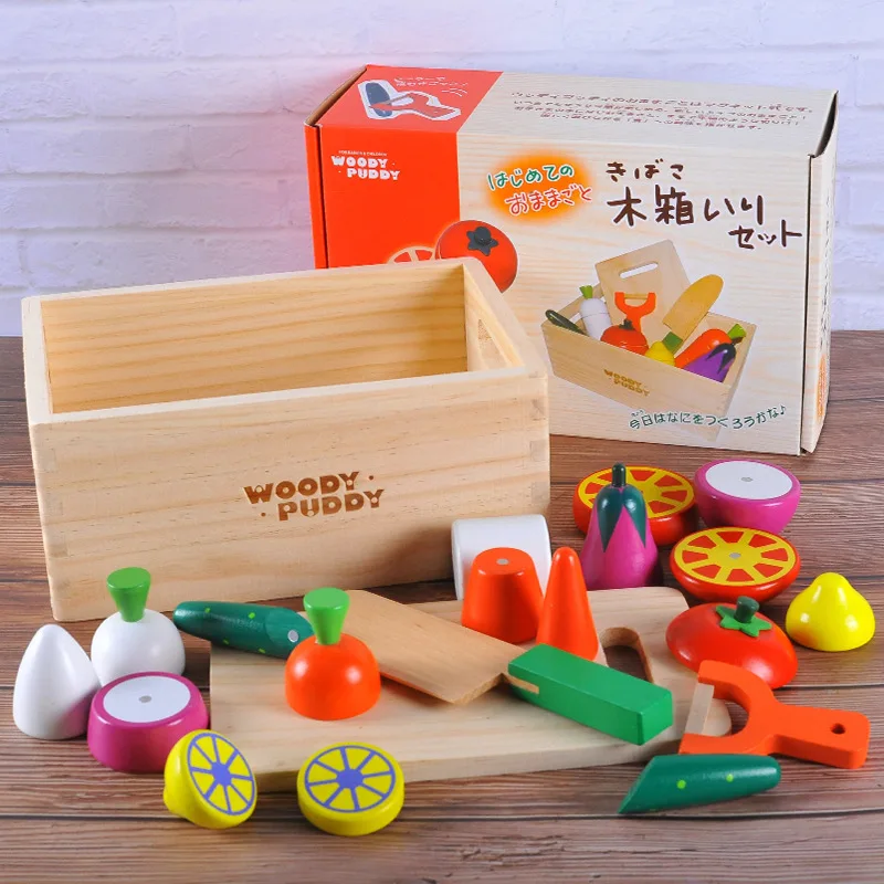 

Wooden Magnetic Creative Wooden Box Fruits and Vegetables Cut Children's Play House Early Education Educational Toys