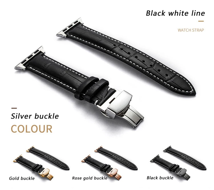 Lerxiuer кожаный ремешок для Apple watch band 4 мм 44 мм 40 мм Бабочка Пряжка Полосы Iwatch серии 3 2 1 мм 42 38 мм браслет наручный ремень