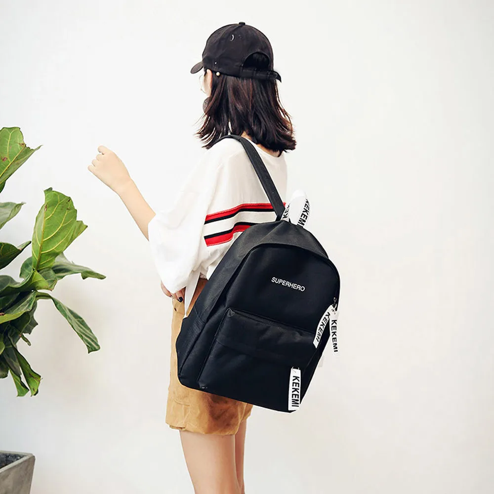 

OCARDIAN Backpack Women Canvas School Colleg Girls New Fashion Casual Letter Print Preppy Style School Travel Bag Dropship A6