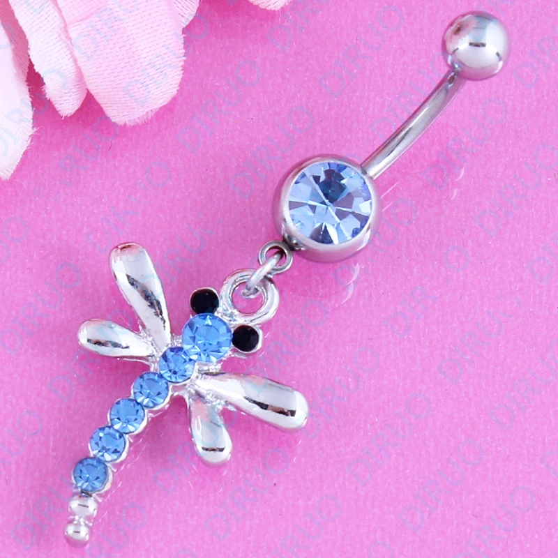 Piercing Dragonfly belly button ring fashion body jewelry navel bar 14G