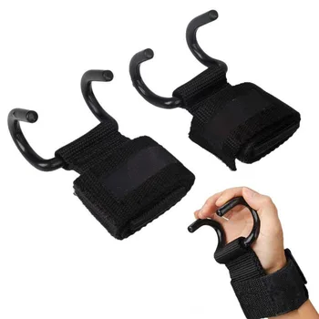 

1 Pair Premium Sports Weight Lifting Hook Training Gym Grips Hook Double Barbell Dumbbell Horizontal Bar Power-Training Belt