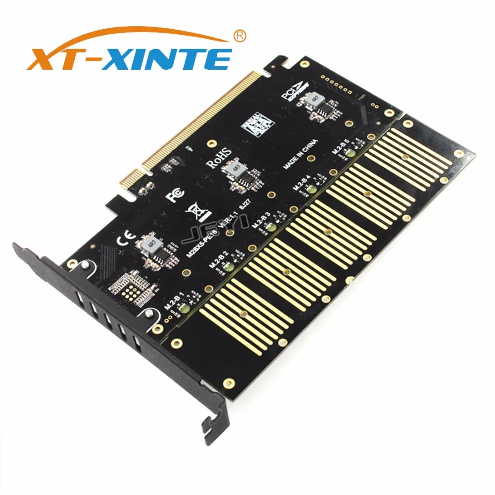 

XT-XINTE PCIE 5 m. 2 SATA Expansion Card Turn PCIE3.0 SATA RAID Array Card 5*ssd 5*ngff 5*m.2 Softraid Card Big Power