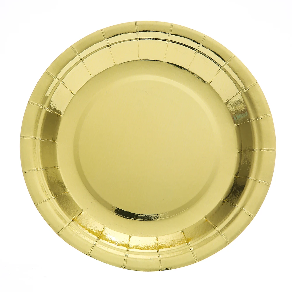 65pcs/set Bronzing Golden Disposable Tableware sets Paper Plates/Cup/Straws wedding kids Birthday Party decor Supplies