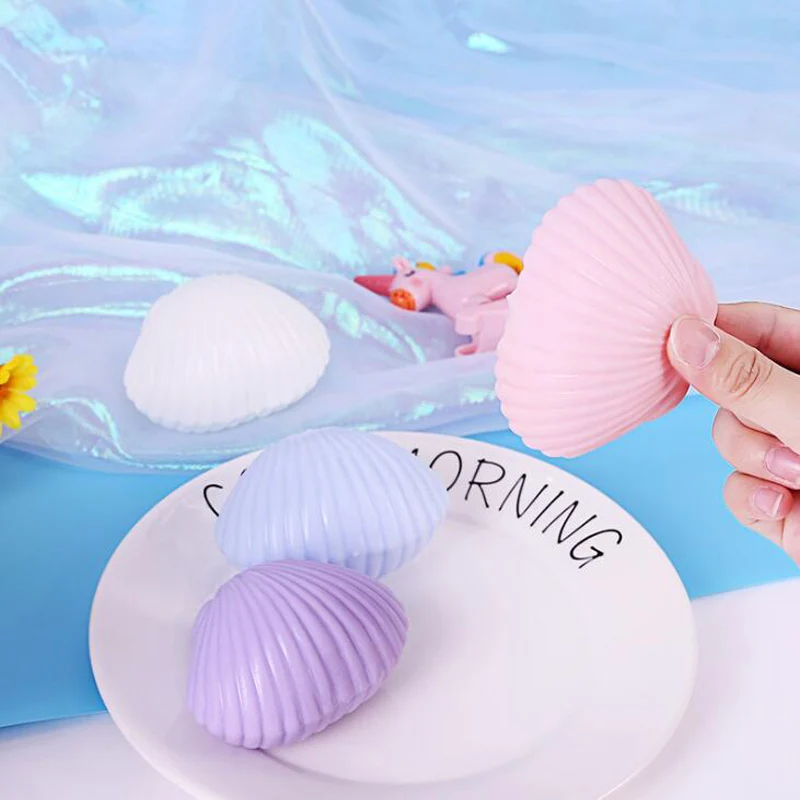 

Creative Whole Shell Children's Toys Soft Squeeze Vent Simulation Funny Cute Cartoon Pearl Shell Children Holiday Gift