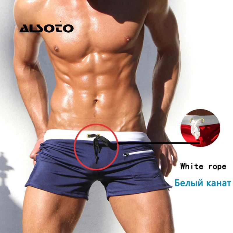 ALSOTO Men Swimwear Swimsuits Shorts New Board Shorts Trunks Pocket Mens Boxers Beach Board Shorts Bathing Suit