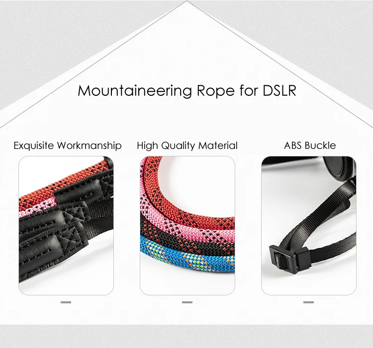 Color : Pink Camera Belt Accessory Hand-Woven Nylon Mountaineering Rope Camera Shoulder Neck Strap 85cm to 185cm Belt for DSLR Digital Camera Durable