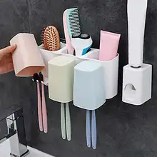 2/3/4 чашки Зубная щётка держатель зубной пастой диспенсер с настенным креплением стеллаж для выставки товаров Ванная комната Инструменты Набор аксессуаров для ванной набор