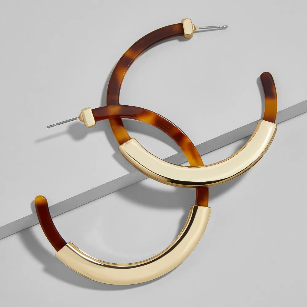 

Tassiana Resin Hoop Earrings Three Quarter Silhouette Women's Geometric C Shape
