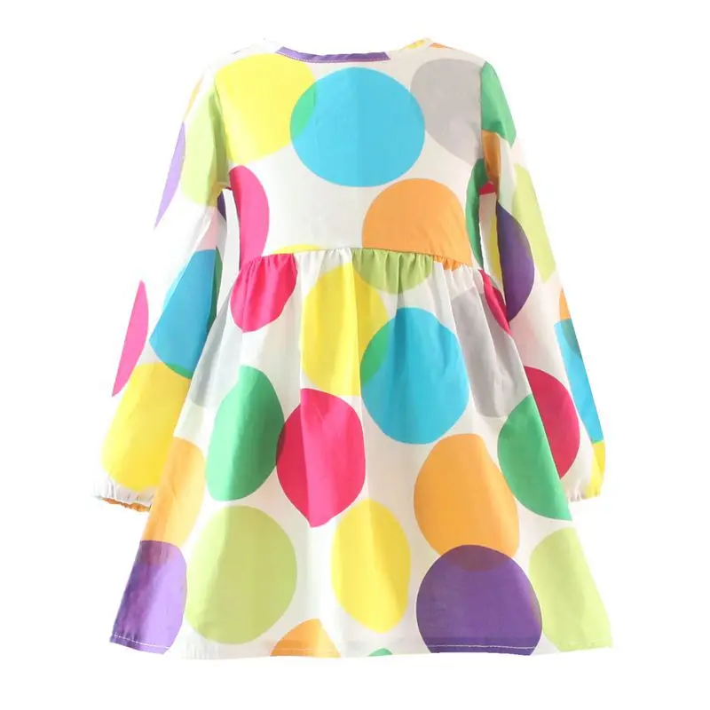 Children Clothing Colorful Polka Dots Autumn Kids Girl Dress Long