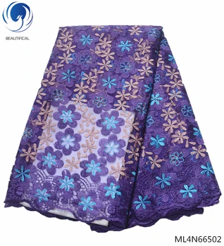 

BEAUTIFICAL french net lace with embroidery nigerian tulle fabric lace polyester dresses french lace ML4N665
