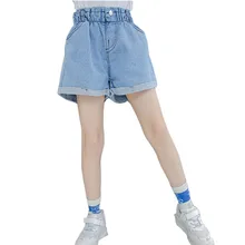 Детские короткие ковбойские шорты для девочек, новинка года, летние повседневные корейские модные однотонные яркие штаны, детские штаны