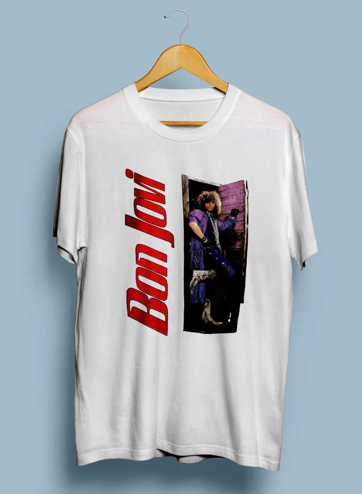 

Vintage Shirt Bon Jovi Slippery When Wet Concert Top Reprint New Limited edition Sleeves Boy Cotton Men T-Shirt top tee