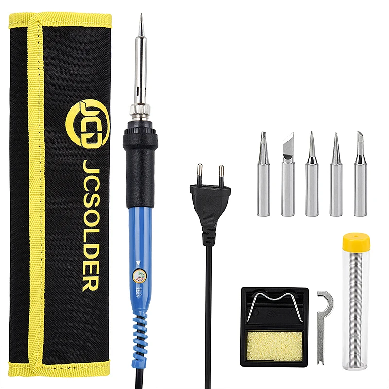 JCD Adjustable Temperature Soldering iron kit 110V 220V 60W Hand Solder welding tools soldering tips wire Desoldering Pump kits