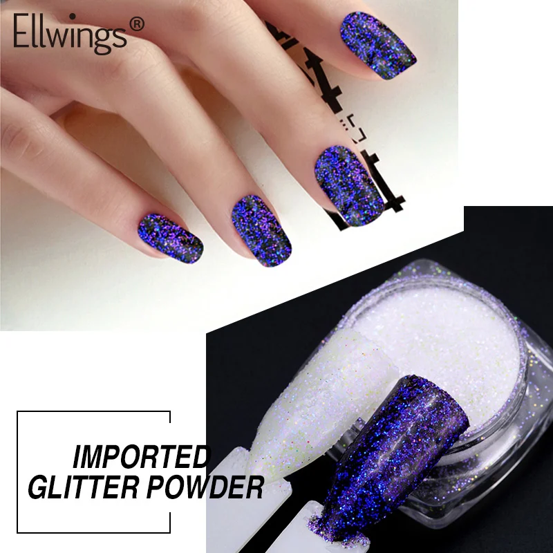

Ellwings Flakes Glitters Nail Art Pigment Powder Holographic Paillettes Nail Dust Shinny Nail Art Decorations Nail Glitters