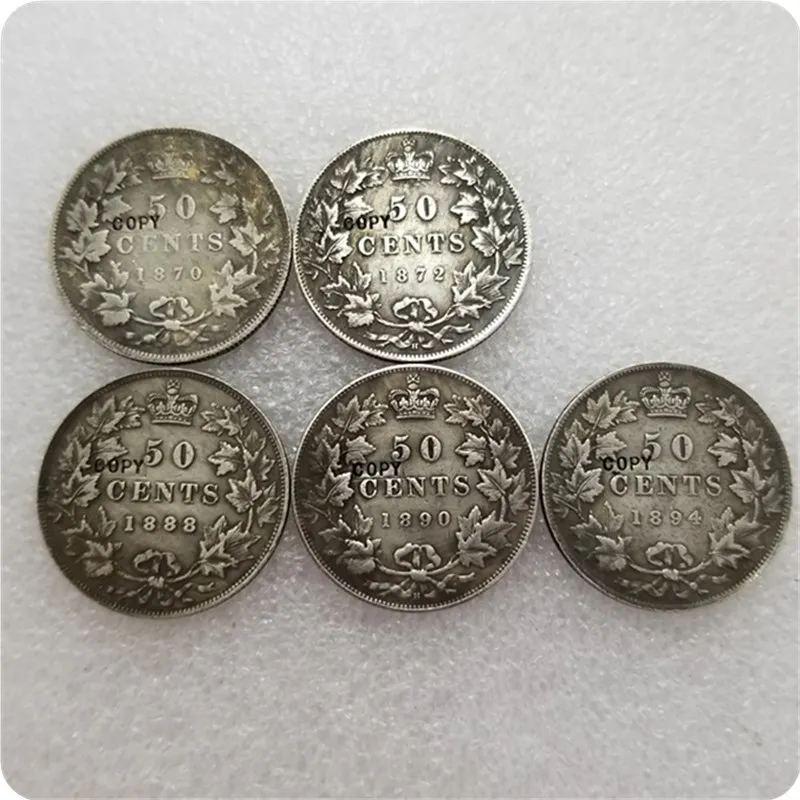 

1872,1888,1890,1894 Canada 50 Cents Half Dollar COPY COINS
