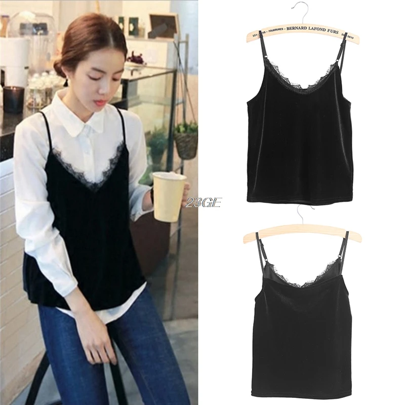 2017 Sexy Women Pleuche Eyelash Lace Sling Camisole V-neck Vest Slim Tank Tops APR5_30 2017 Sexy Women Pleuche Eyelash Lace Sling Camisole V-neck Vest Slim Tank Tops APR5_30