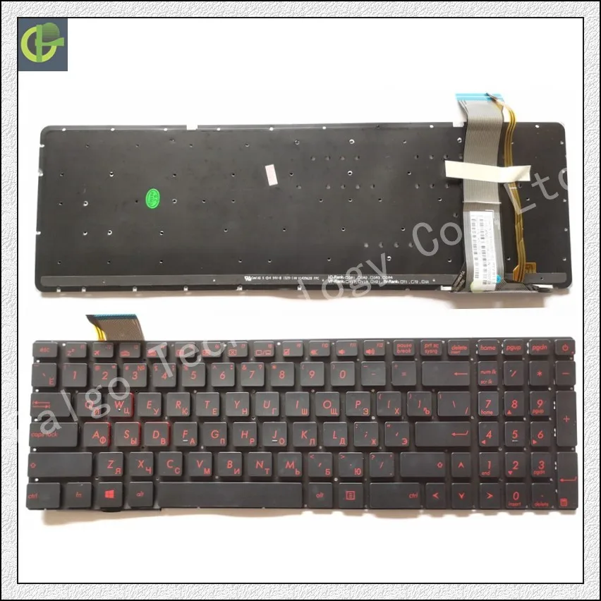 Ruská podsvícená klávesnice pro ASUS GL771 GL771J GL771JW GL771JM N552VW N552VX podsvícený RU notebook černý