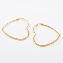 Moda Feminina de Ouro Amarelo Grande Coração Brincos Mulheres Super Coração de aço Inoxidável Brincos de Argola Jóias Para UM Presente(China)