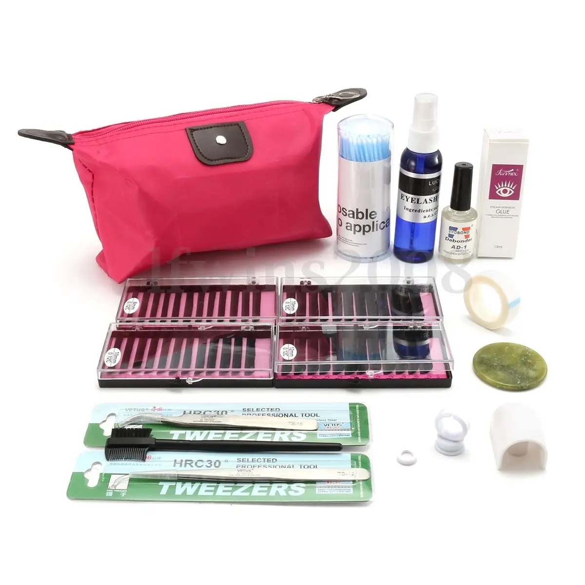 

Eyelash Extensions Tool Kit Eyelashes Semi Permanent Make Up Individual False Lash Curl Glue Tweezer Graft Lashes Kit