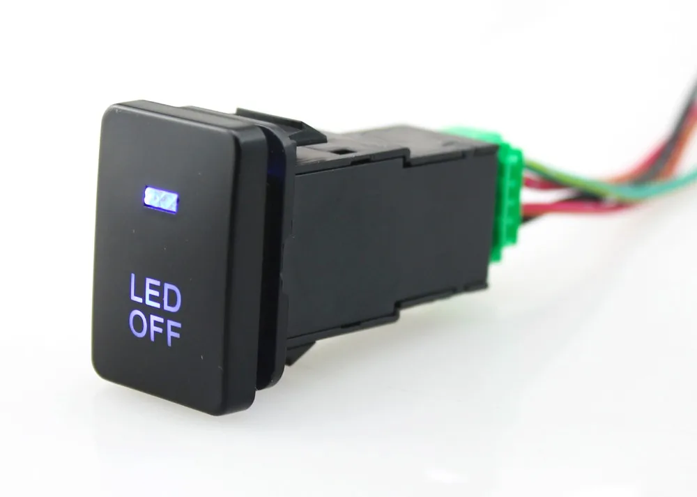 

IZTOSS Blue LED 5pin LED OFF Lights Push Switch with Connector Wire for New Style Toyota