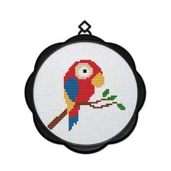 

Small cross-stitch suite 11CT printing cloth with frame small parrot animal novice beginner student manual course embroidery