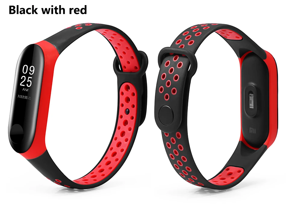 BOORUI mi band 3 ремешок двойной цвет дышащий силикон mi band 3 ремешок спортивный pulsera Замена для xiaomi mi band 3 ремешок