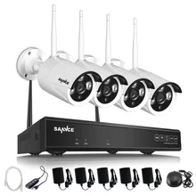 SANNCE 4CH Wireless NVR CCTV System 720P IP Camera WIFI Waterproof IR Night Vison Home Security Camera Surveillance Kit NO HDD