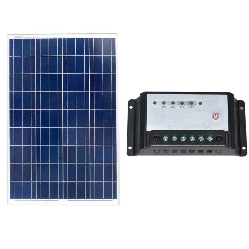 

Solar Panel 100w 12V Polycrystalline For Solar Battery Charger 12 V Off Grid System Solar Controller Regulator PWM 20A SFP100 W