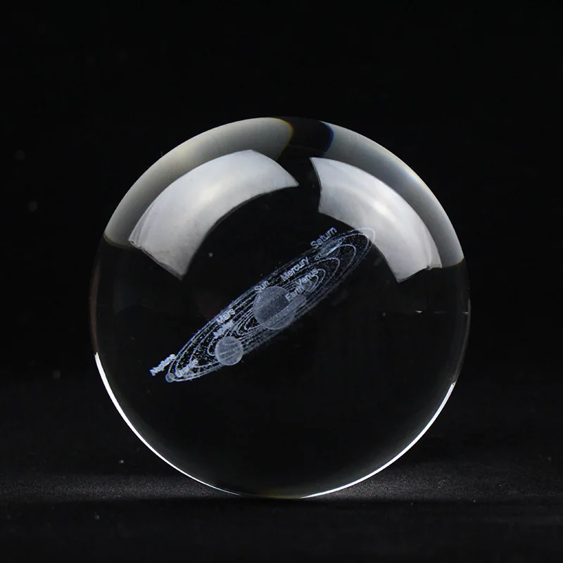 Trend  60MM80MM 3D Crystal Solar System Ball Planets Glass Ball Laser Engraved Globe Miniature Model Home  