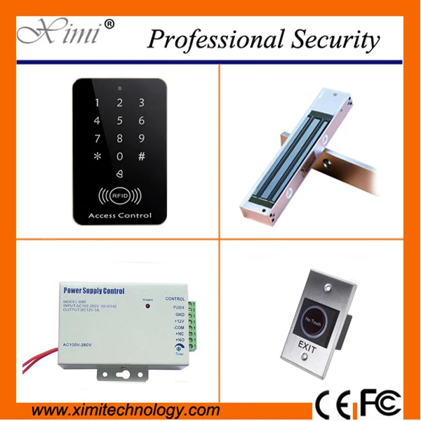 

Single door access control system with 125khz RFID card without software door with 180kg/280kg magnetic lock, touch exit button