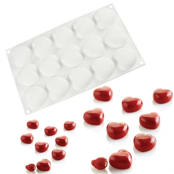 

White 3D Love Heart Shape Silicone Molds mousse French Chocolate Baking Mould Pastry jelly Ice Cream DIY Fondant Dessert Mold