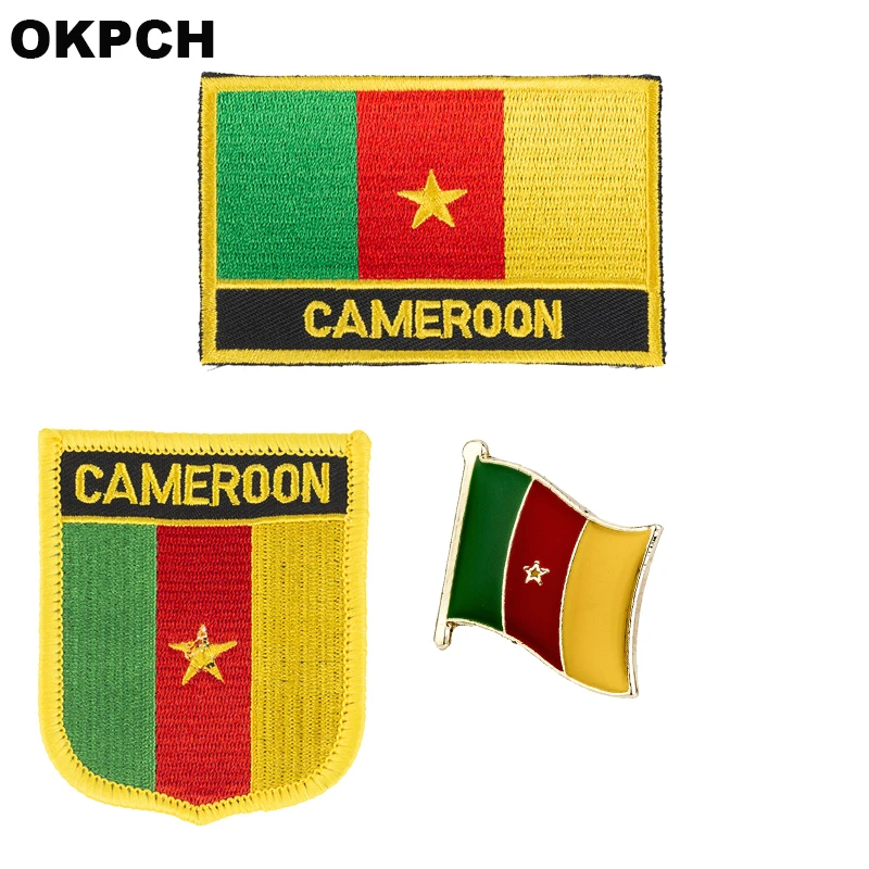 

Cameroon National Flag Embroidered Iron on Patches for Clothing Metal badges PT0089-3