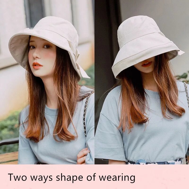 Fashion women spring travel casual cotton hat with bow decoration