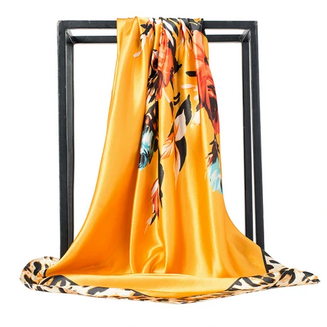 Квадратный шелковый шарф 90*90 см, женский роскошный бренд, Цветочный платок, шаль, большая бандана, хиджаб, атласные шелковые шарфы, шаль - Цвет: C551