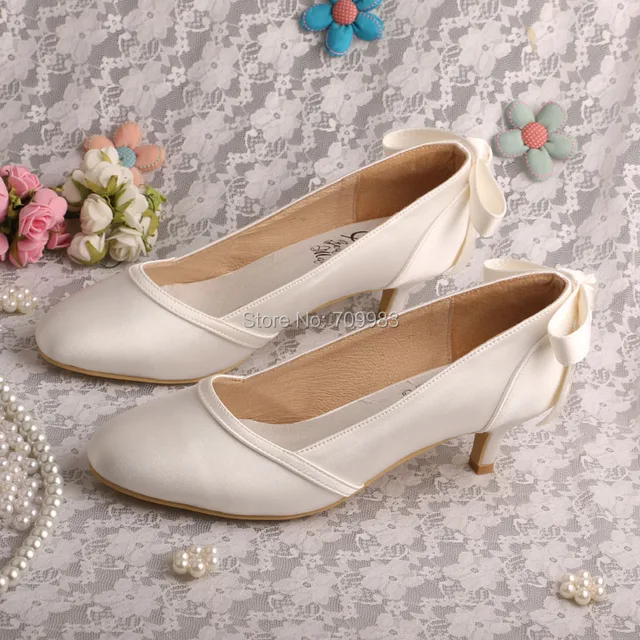 nueva llegada zapatos arco mujer taco bajo nupcial de la boda bombas