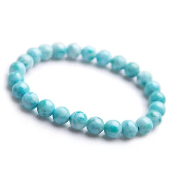 

Wholesale 7mm Genuine Dominica Natural Larimar Bracelets Healing Crystal Natural Stone Round Bead Fashion Bracelet