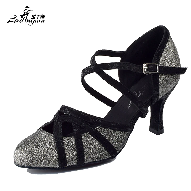 

Ladingwu Wholesale Flash Cloth and Flannel Closed Toe Ballroom Dance Shoes Woman Latin Dance Shoes Women's Salsa Shoes