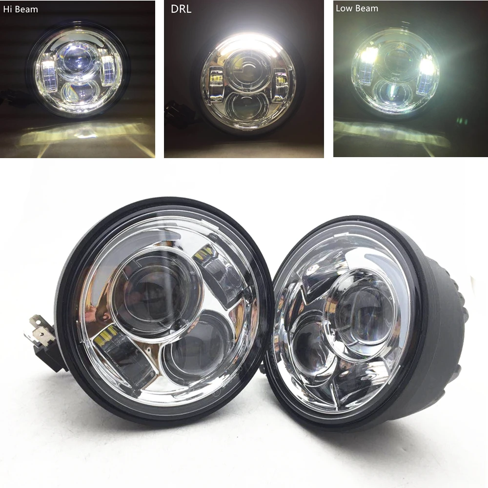 For Fat Bob Motorcycle 80W Led Headlights 4.65inch High Low beam Dual Headlamp FatBob With DRL |