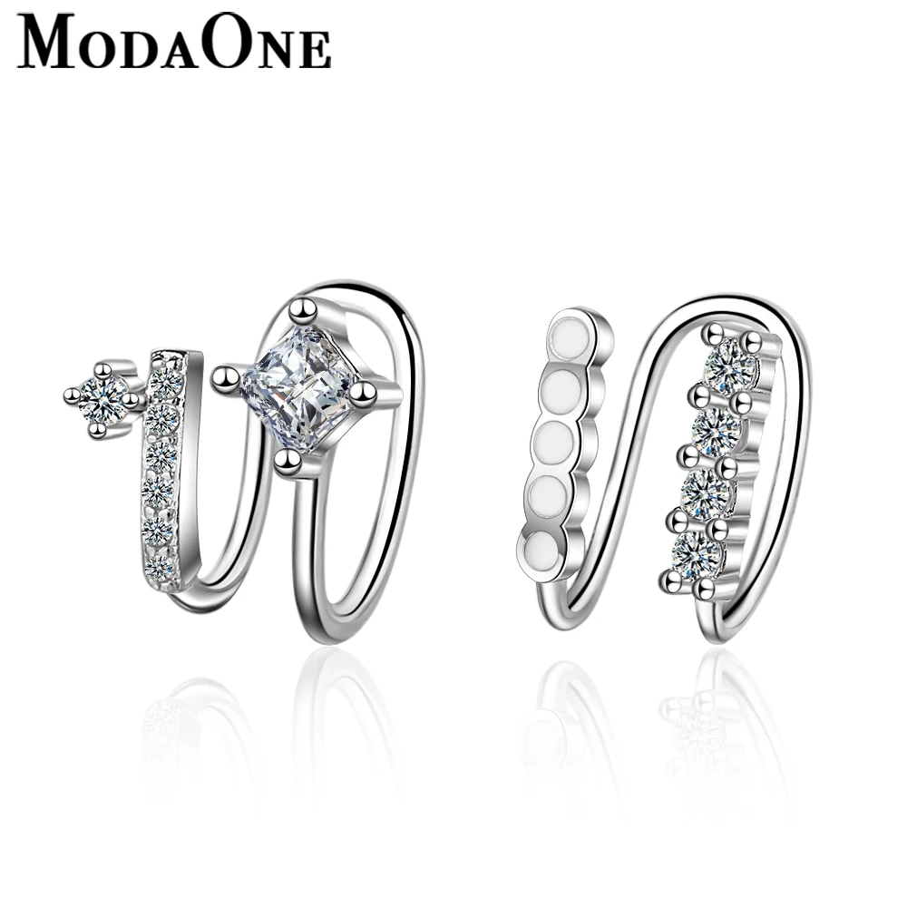 

ModaOne Fashion Korean Clip On Earrings For Women 925 Sterling Silver Ear Cuff Jewelry Girls pendientes mujer