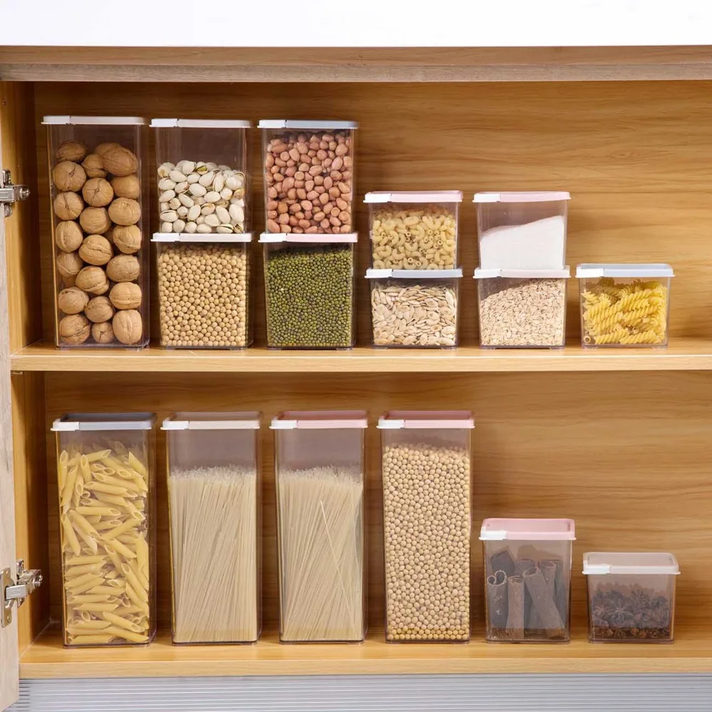 

OTHERHOUSE Kitchen Food Storage Containers Refrigerator Organizer Tea Bean Grain Spice Food Storage Box Case Clear Eco-Friendly