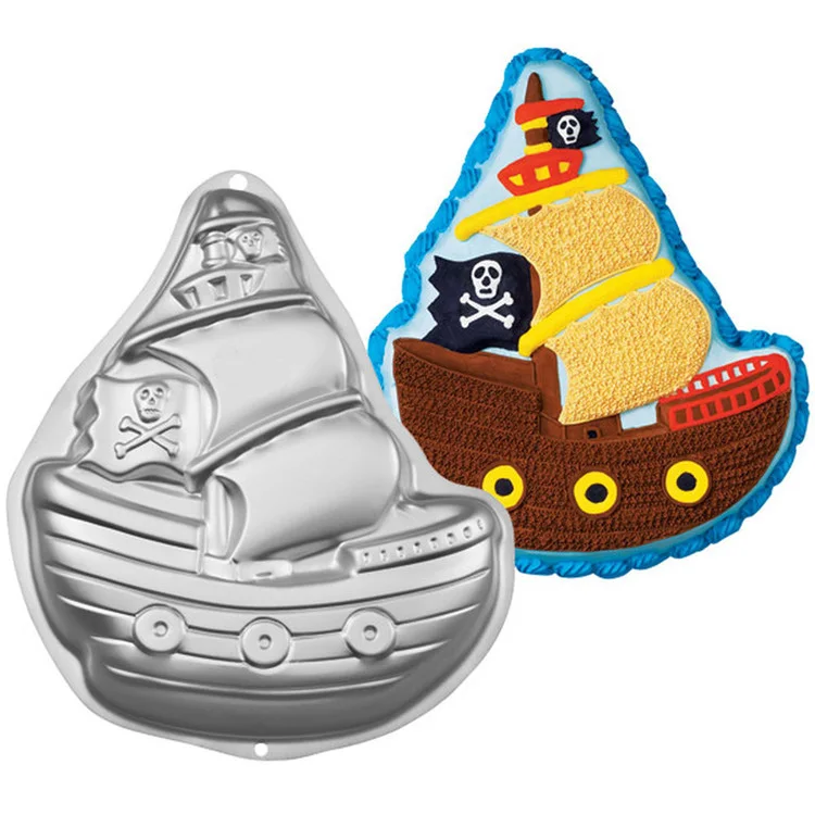 

Nonstick anodized Aluminum Cartoon Pirate Ship Cake Baking Mould,Party Pirate Cake Pan DIY Bake Fondant Cake Decorating Tools