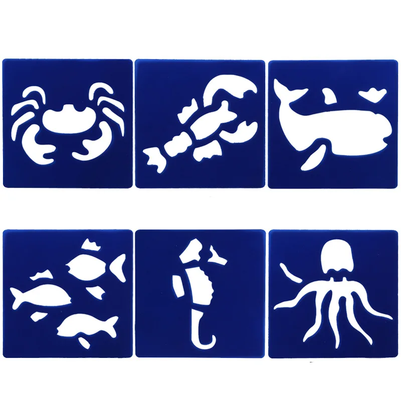 6pcs Deep-sea Animals pvc Layering Stencils for Diy scrapbook coloring painting stencil home decor diy etc. Product image |