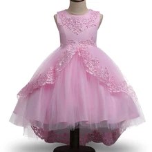 Кружевное платье для девочек с жемчужной вышивкой; детская одежда; детское белое свадебное платье; вечерние платья; вечернее платье принцессы с ласточкиным хвостом