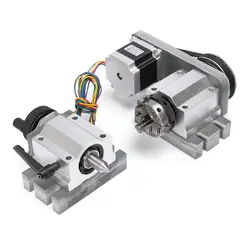 Фрезерный станок с ЧПУ вращательная ось A-Axis 4th-axis 3-Jaw 80 мм и хвостовый шток шаговый двигатель для гравировальной машины